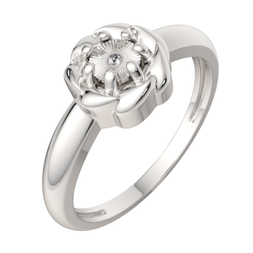 Кольцо из серебра с бриллиантом 02D0052 фото 2