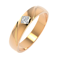 Кольцо обручальное из розового золота с фианитом 154096.14K.R