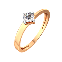 Кольцо помолвочное из розового золота с фианитом 210538-9K