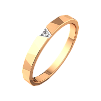 Кольцо обручальное из розового золота с фианитом 1525146.14K.R