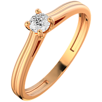 Кольцо помолвочное из розового золота с фианитом 210824.9K.R
