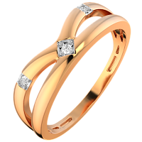 Кольцо из розового золота с фианитом 210864.14K.R