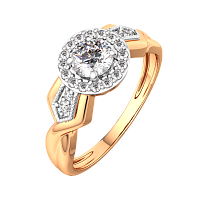Кольцо из розового золота с фианитом 210886.14K.R