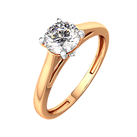Кольцо помолвочное из розового золота с фианитом 210868.9K.R