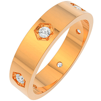 Кольцо обручальное из розового золота с бриллиантом 1D4571.14K.R