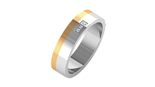 Кольцо обручальное из комбинированного золота с бриллиантом 1D5025/B