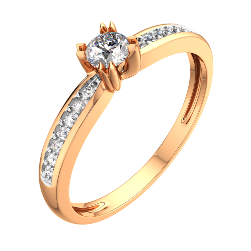 Кольцо из розового золота с бриллиантом 2D00223.14K.R фото 2