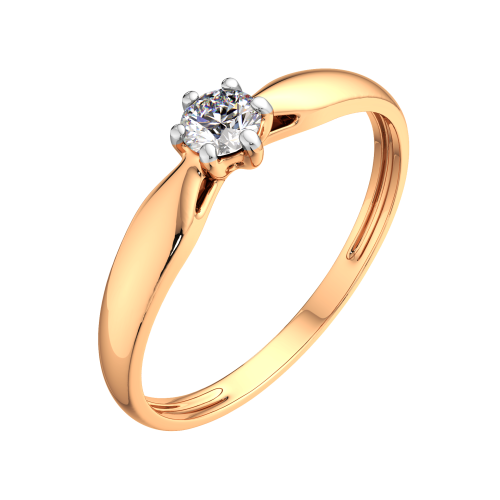 Кольцо помолвочное из розового золота с фианитом 2101196.14K.R фото 2
