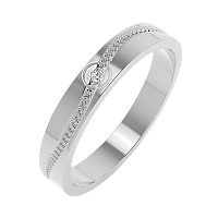 Кольцо обручальное из белого золота с бриллиантом 1D3089.14K.W