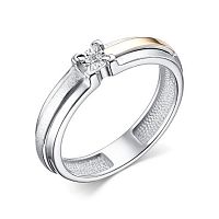 Кольцо из комбинированного серебра с бриллиантом 01-3812/000Б-00