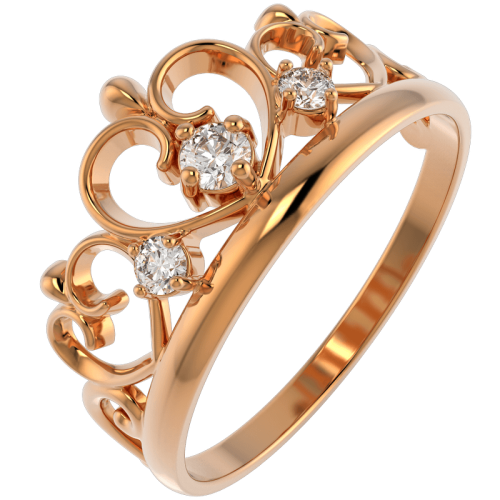 Кольцо из розового золота с фианитом 210505 фото 6