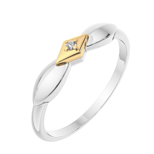 Кольцо из комбинированного серебра с бриллиантом 02D0006.G14K фото 2