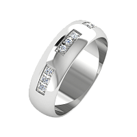 Кольцо обручальное из белого золота с бриллиантом 1D6046/W