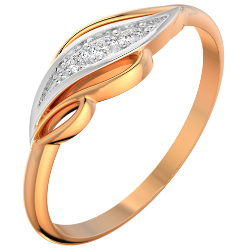 Кольцо из розового золота с фианитом 210469 фото 2
