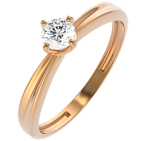 Кольцо помолвочное из розового золота с бриллиантом 2D00142.14K.R