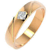 Кольцо обручальное из розового золота с бриллиантом 1D4096.14K.R