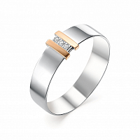 Кольцо из комбинированного серебра с бриллиантом 01-0256/000Б-00