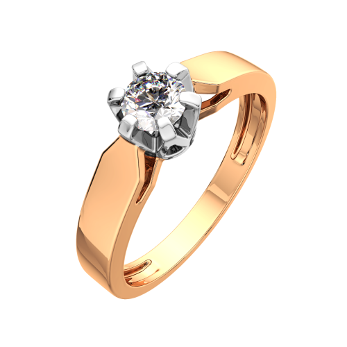 Кольцо помолвочное из комбинированного золота с бриллиантом 2D00303.14K.B