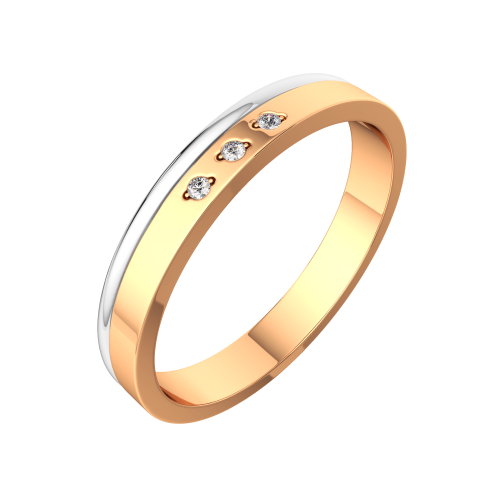 Кольцо обручальное из комбинированного золота с фианитом 153086.14K.B фото 2