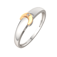 Кольцо из комбинированного серебра с бриллиантом 02D0003.G14K