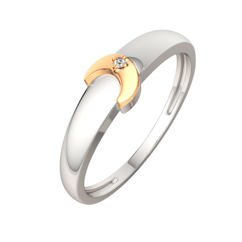 Кольцо из комбинированного серебра с бриллиантом 02D0003.G14K