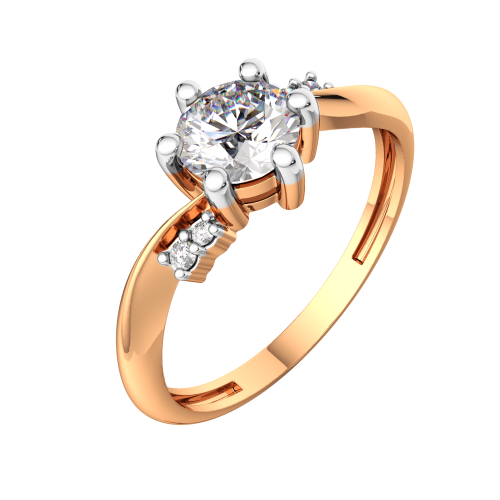 Кольцо из розового золота с фианитом 210828.14K.R фото 2