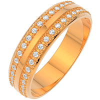 Кольцо обручальное из розового золота с фианитом 155074.14K.R