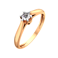 Кольцо помолвочное из розового золота с бриллиантом 2D00353.14K.R