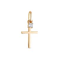 Подвеска-крест из розового золота с бриллиантом 3847-310