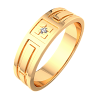Кольцо обручальное из розового золота с фианитом 1550104.14K.R