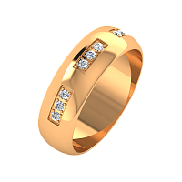 Кольцо обручальное из розового золота с бриллиантом 1D6046