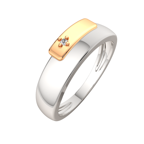 Кольцо из комбинированного серебра с бриллиантом 02D0050.G14K