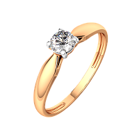 Кольцо помолвочное из розового золота с фианитом 2101194.14K.R