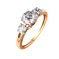 Кольцо из розового золота с фианитом 210517-9K