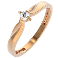 Кольцо помолвочное из розового золота с бриллиантом 2D00124.14K.R