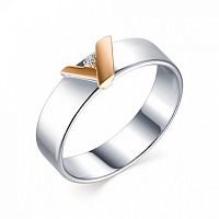 Кольцо из комбинированного серебра с бриллиантом 01-1653/000Б-00