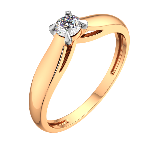 Кольцо помолвочное из розового золота с бриллиантом 2D00219.14K.R фото 2