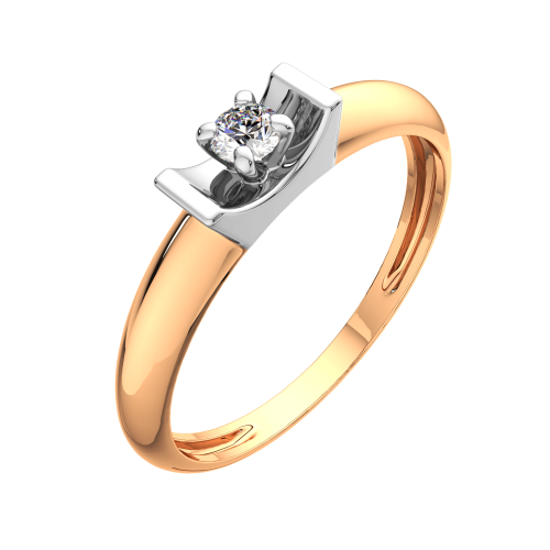 Кольцо помолвочное из комбинированного золота с бриллиантом 2D00190.14K.B фото 2