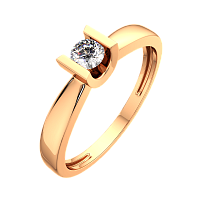Кольцо помолвочное из розового золота с бриллиантом 2D00213.14K.R