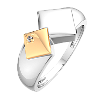 Кольцо из комбинированного серебра с бриллиантом 02D0012.G14K.ZZ