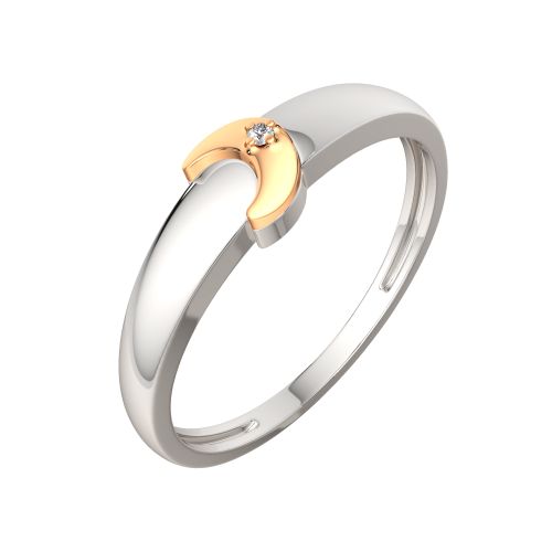 Кольцо из комбинированного серебра с бриллиантом 02D0003.G14K фото 2
