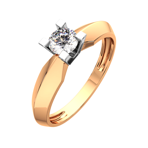 Кольцо помолвочное из комбинированного золота с бриллиантом 2D00301.14K.B