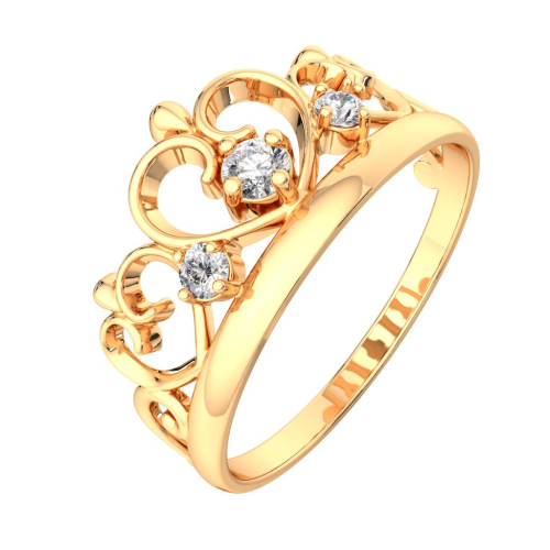 Кольцо из розового золота с фианитом 210505