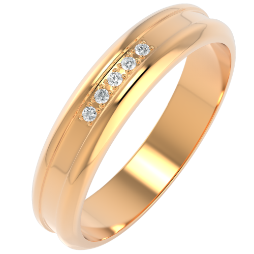 Кольцо обручальное из розового золота с бриллиантом 1D4091.14K.R
