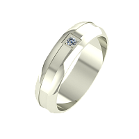 Кольцо обручальное из белого золота с фианитом 155020/W