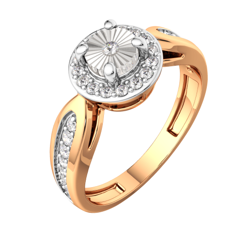 Кольцо из комбинированного золота с бриллиантом 2D00477.14K.B фото 2