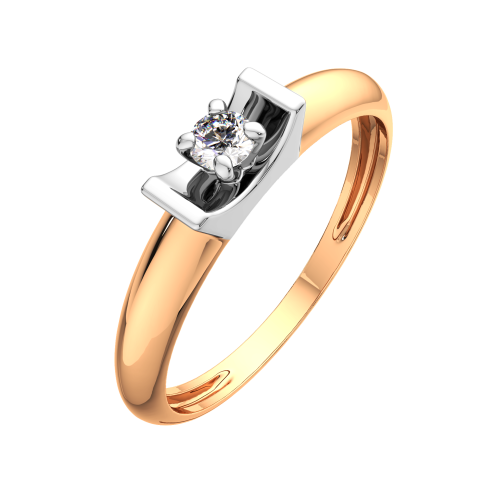 Кольцо помолвочное из комбинированного золота с бриллиантом 2D00190.14K.B