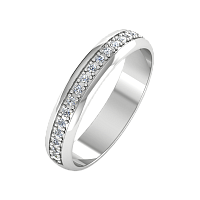Кольцо обручальное из белого золота с бриллиантом 1D4067/W