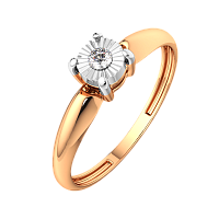 Кольцо помолвочное из комбинированного золота с бриллиантом 2D00131.14K.B