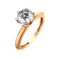 Кольцо помолвочное из розового золота с фианитом 210774.14K.R